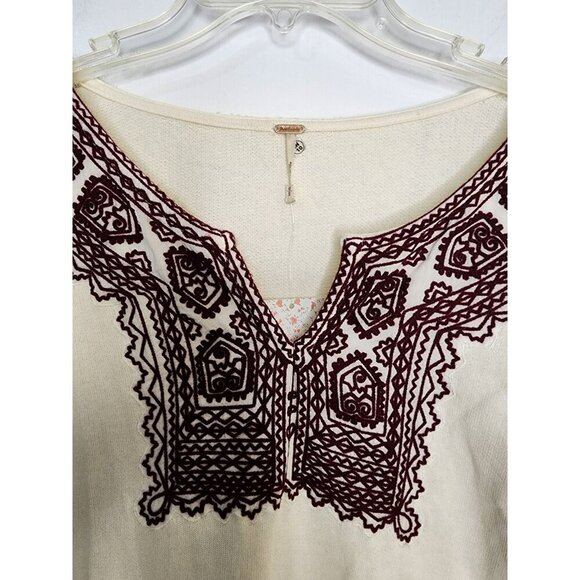 Free People Santa Maria Boho Embroidered Peasant French Terry Top Size Small NWT - Picture 5 of 8